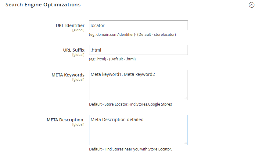 SEO settings