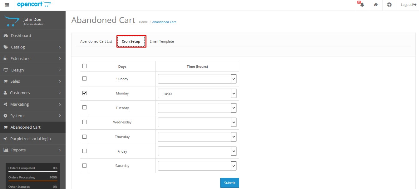 Abandoned Carts Reminder for Opencart 2