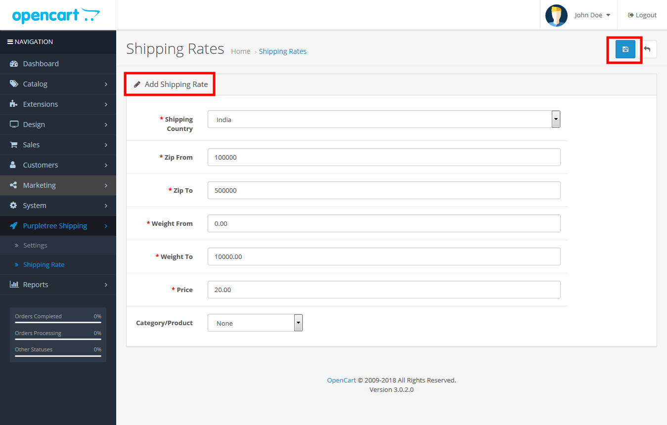 Shipping charges example 3