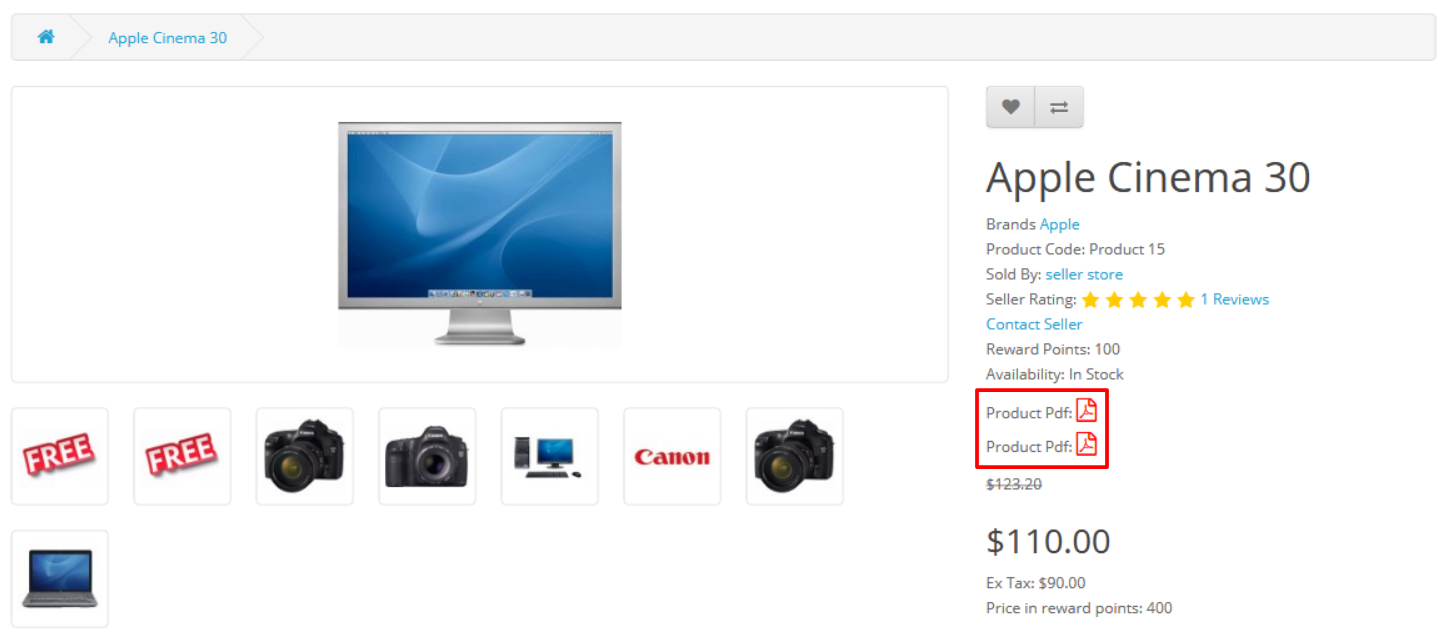 Attach PDF at Product Page for OpenCart 5