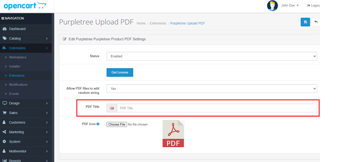 Attach PDF at Product Page for OpenCart 3