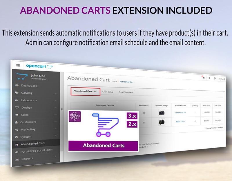 Abandoned Carts Extension Included