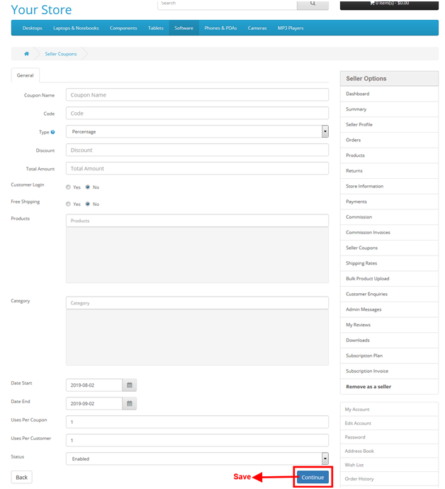 5 coupon admin