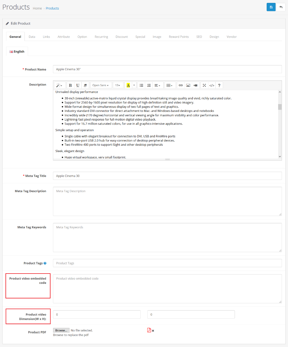 Opencart Add Video to Product 1
