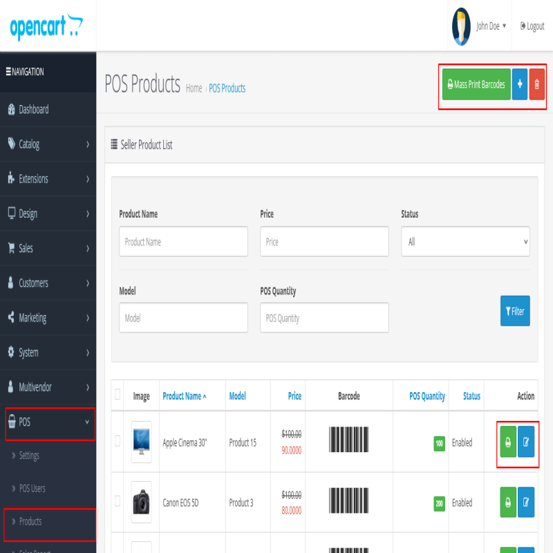 OpenCart Point of Sale (POS)