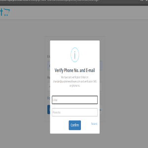 Seller email and phone verification popup screen
