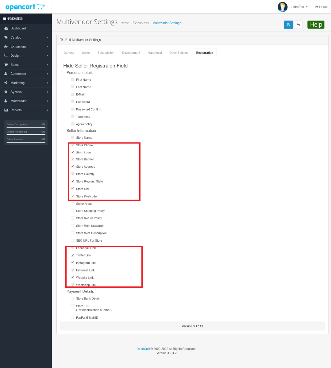 1 Seller Regisration Fields