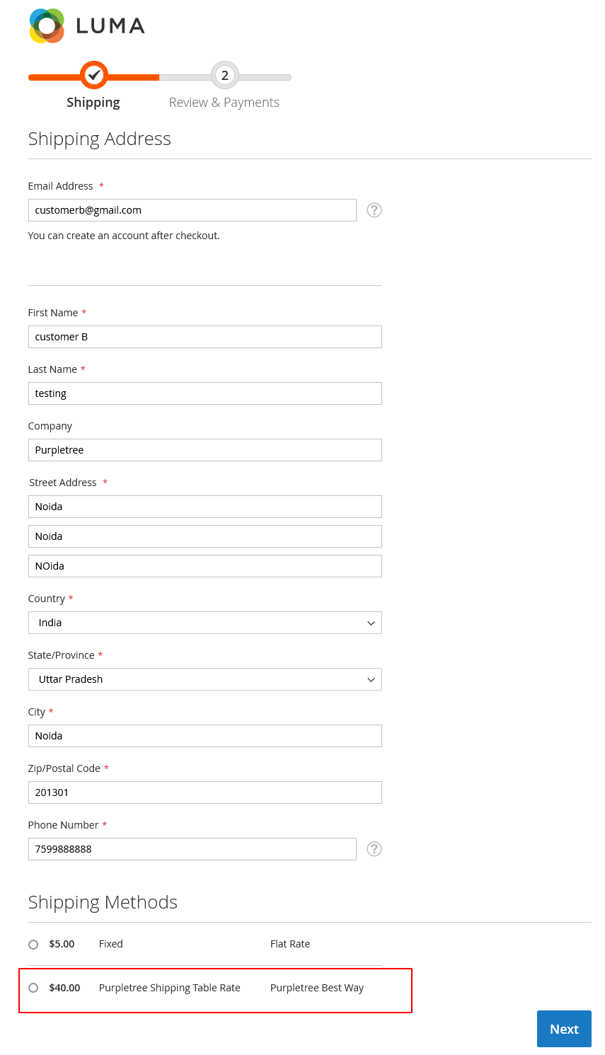 Admin can see the Purpletree shipping method on the order summary page.