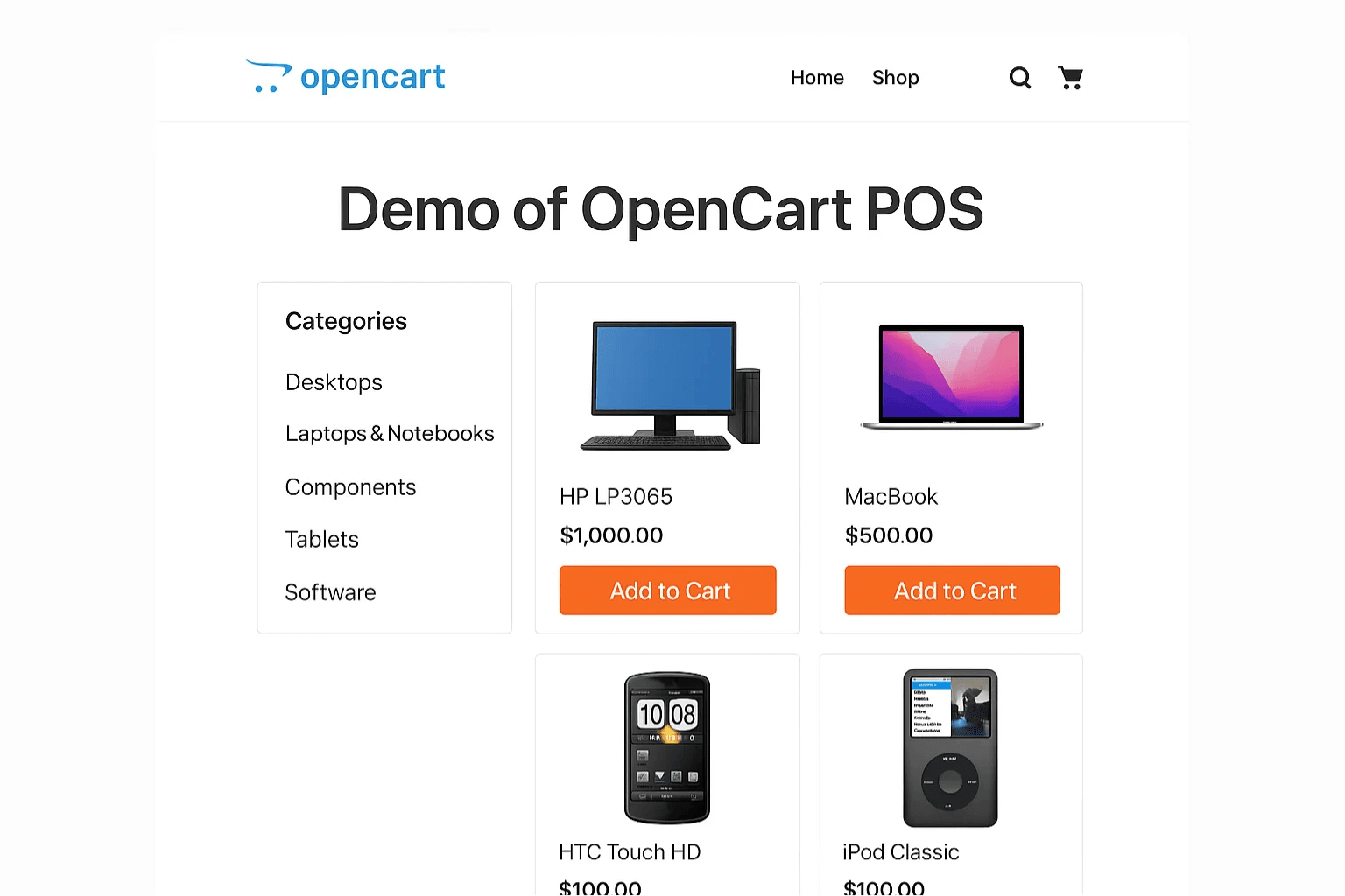 Demo of Opencart POS