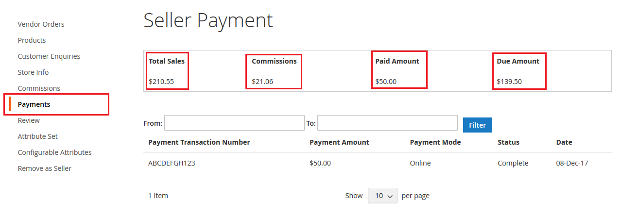 seller payment view