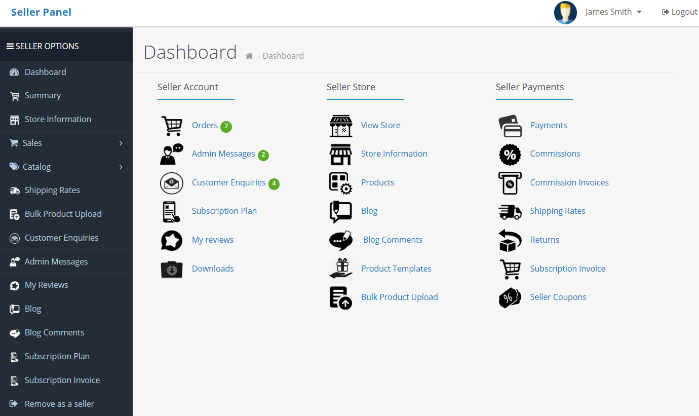 seller dashboard